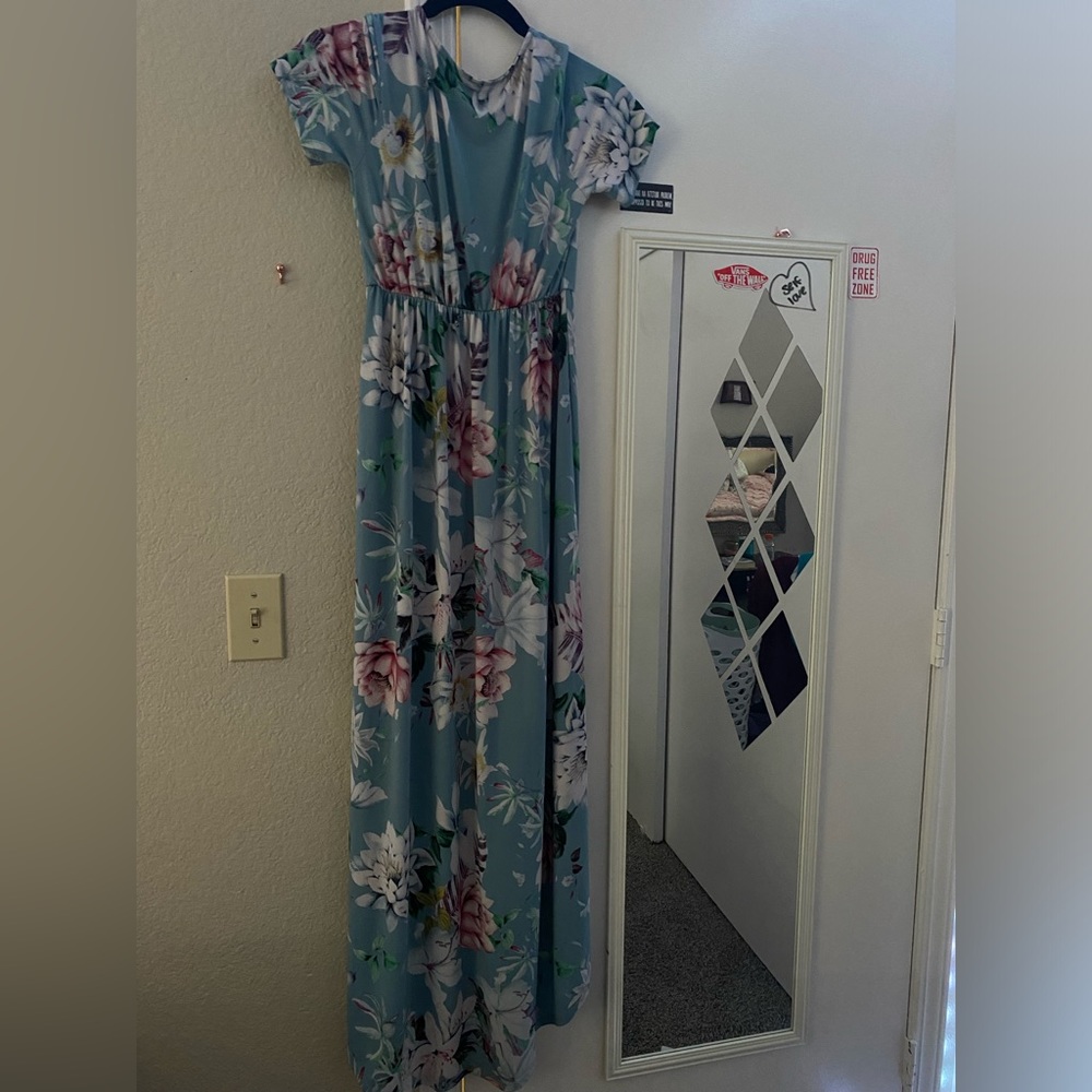 Light Blue Dress With Flowers